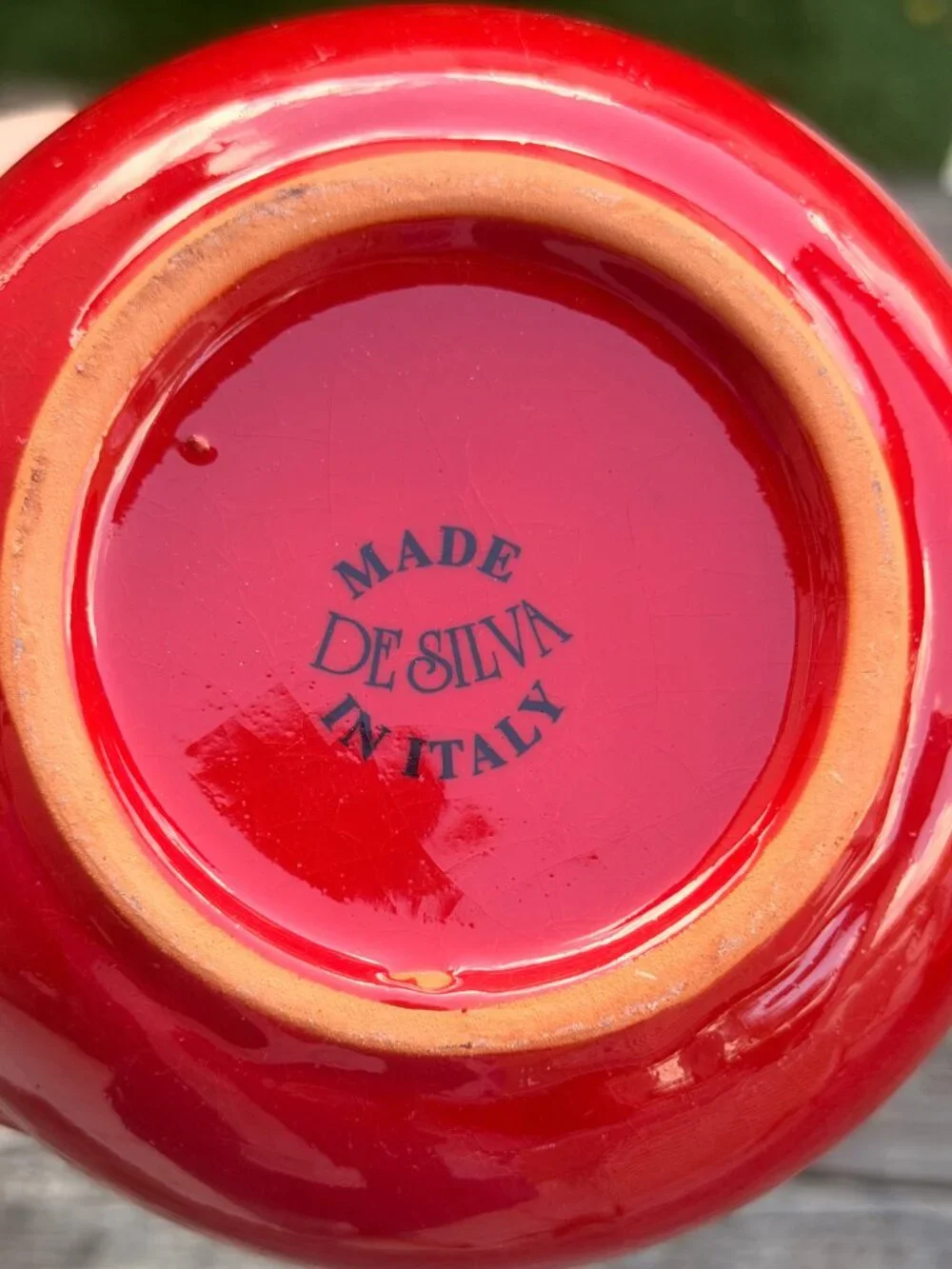 Vintage DE SILVA Italy Red Terracotta Double Handle Casserole Soup Dip Bowl